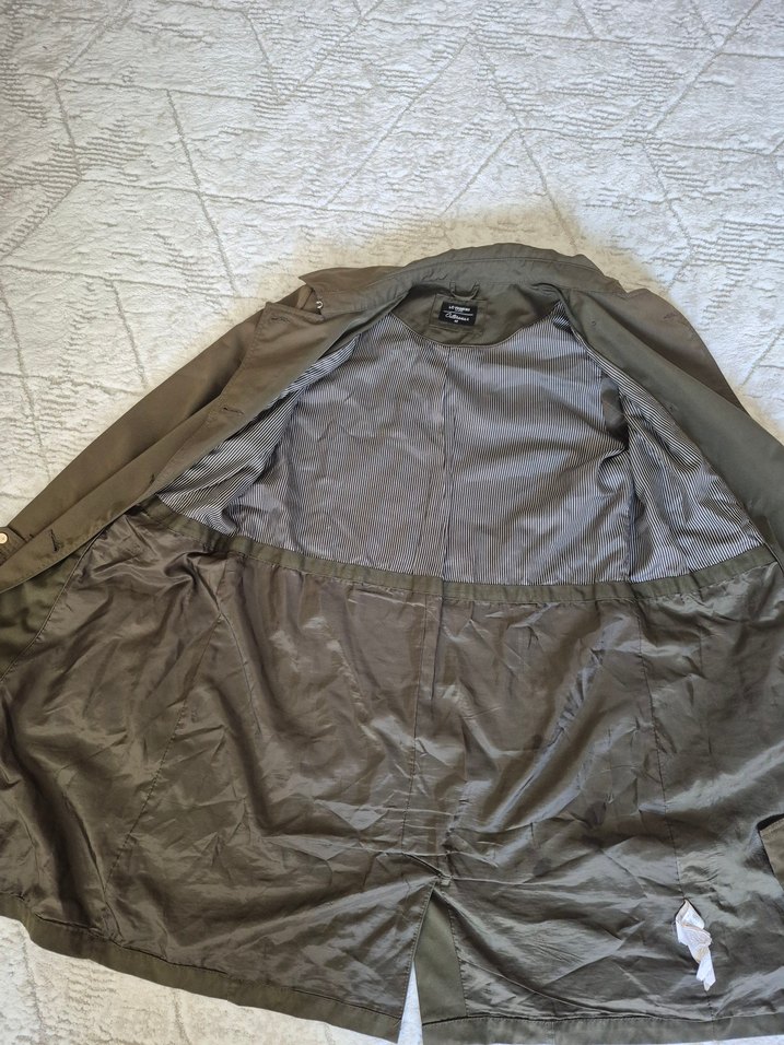 Kadın haki renk kemerli Trençkot - Görsel 4