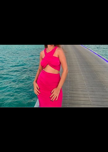 Kikiriki Pembe Drapeli Crop Etek Takım