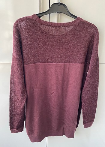 Bordo Uzun Kollu Örgü Triko Kazak - Görsel 3