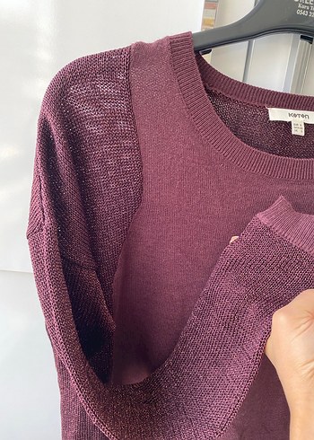 Bordo Uzun Kollu Örgü Triko Kazak - Görsel 4