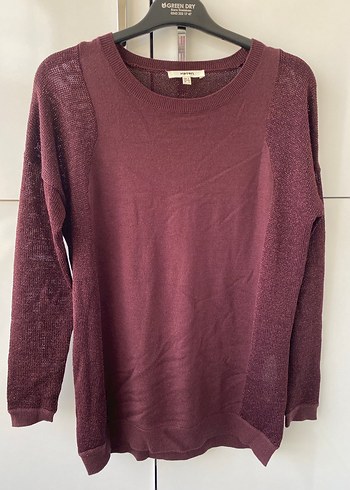 Bordo Uzun Kollu Örgü Triko Kazak - Görsel 6