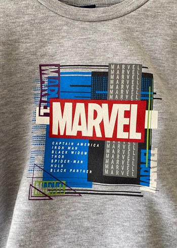 Marvel Baskılı Gri Erkek Çocuk Sweatshirt - Görsel 2