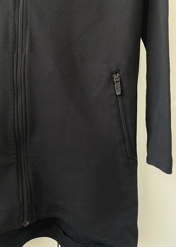 Siyah Kapüşonlu Fermuarlı Kadın Ceket - Görsel 4