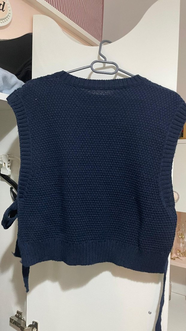 Lacivert Örgü Kadın Süveter - Görsel 2