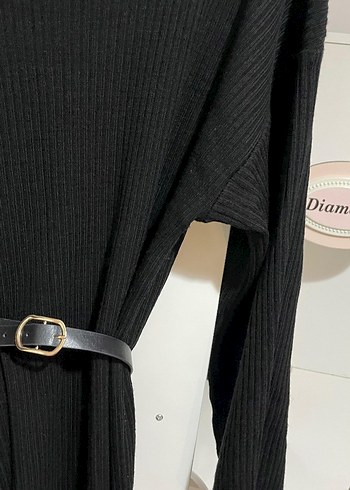 Siyah Uzun Triko Kadın Elbise - Görsel 2