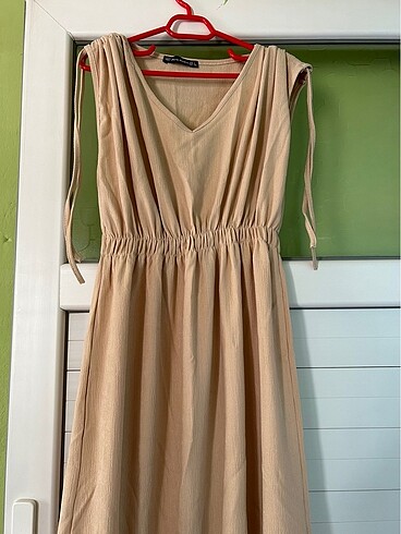 Krem rengi yazlık elbise - Görsel 5