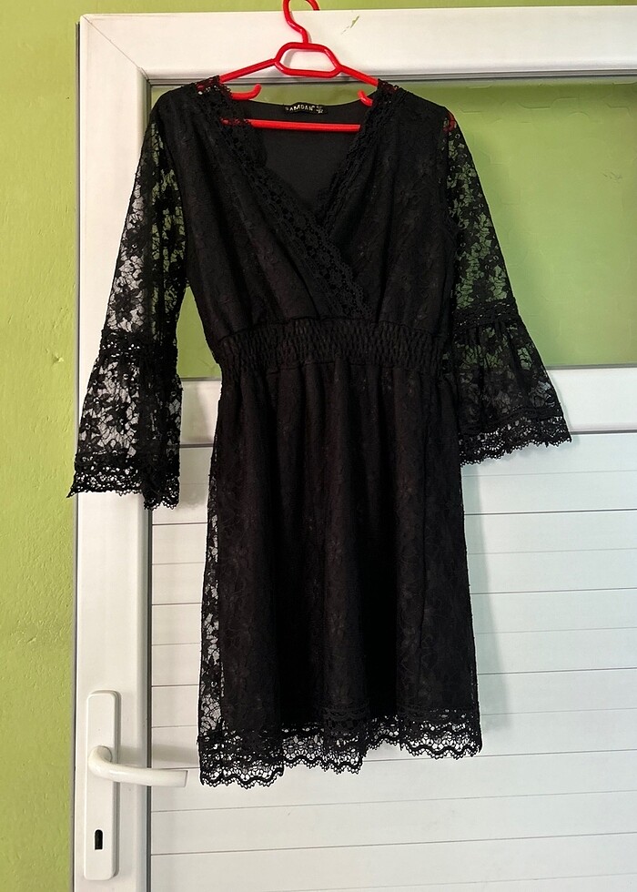 Siyah dantel elbise - Görsel 3