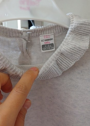 Bej Gri Örgü Kız çocuk  kazak - Görsel 2