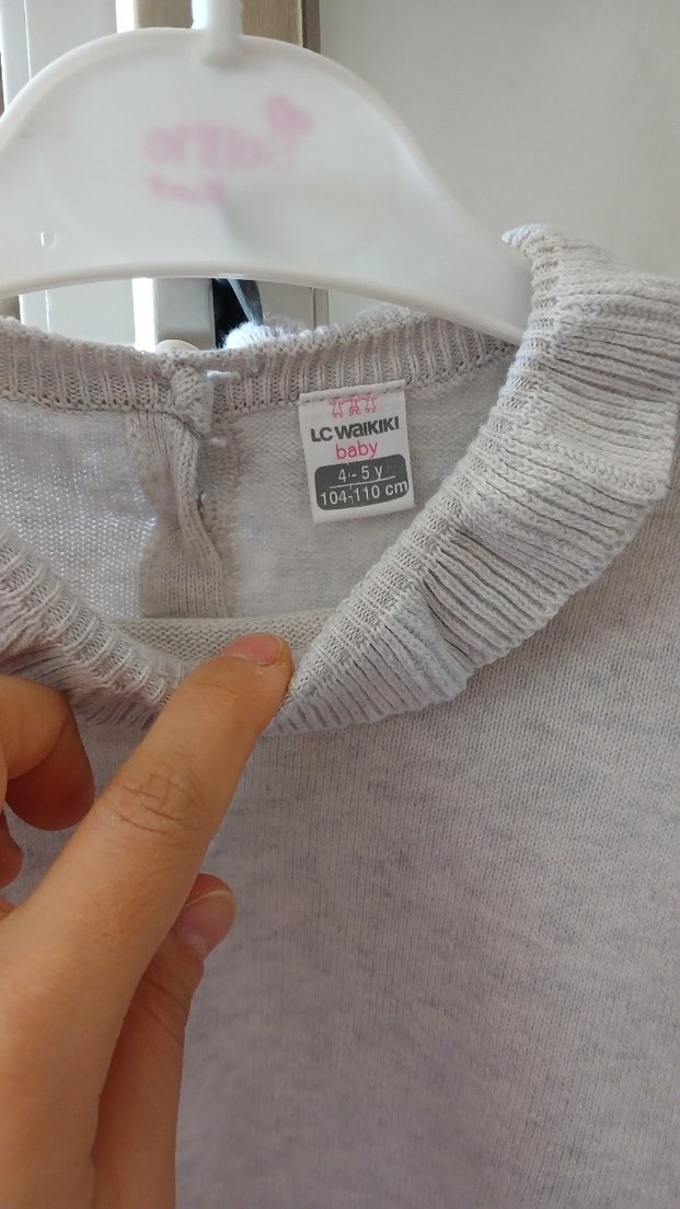 Bej Gri Örgü Kız çocuk  kazak - Görsel 2