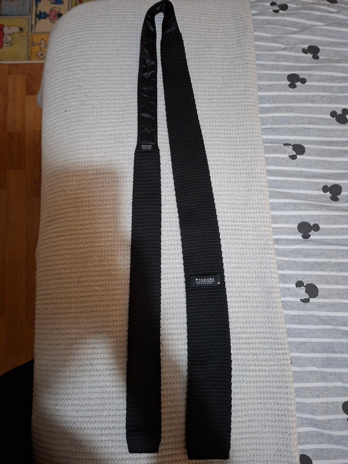 Düz Siyah Erkek Kravat - Görsel 2