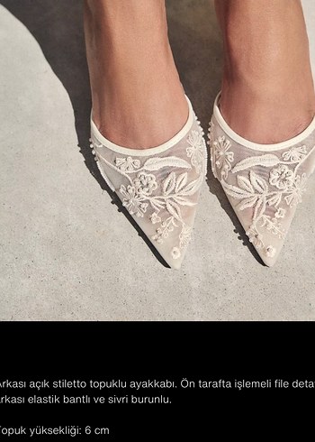 İşlemeli File Arkası Açık Ayakkabı - Görsel 6