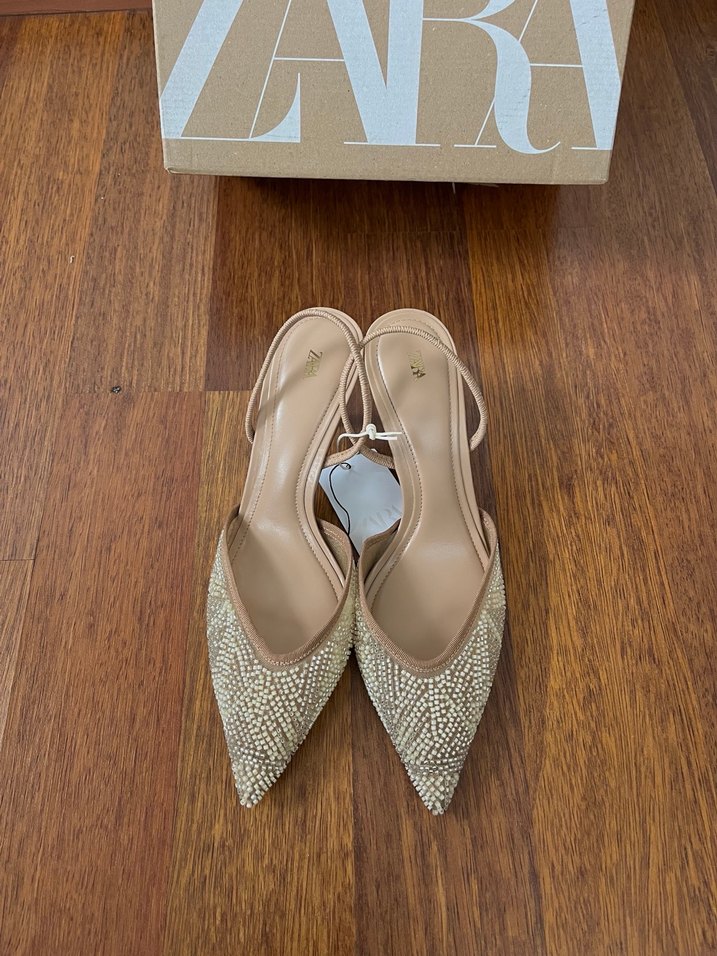 Zara parlak taşlı arkası açık ayakkabı - Görsel 4