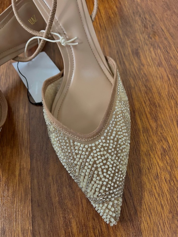 Zara parlak taşlı arkası açık ayakkabı - Görsel 5