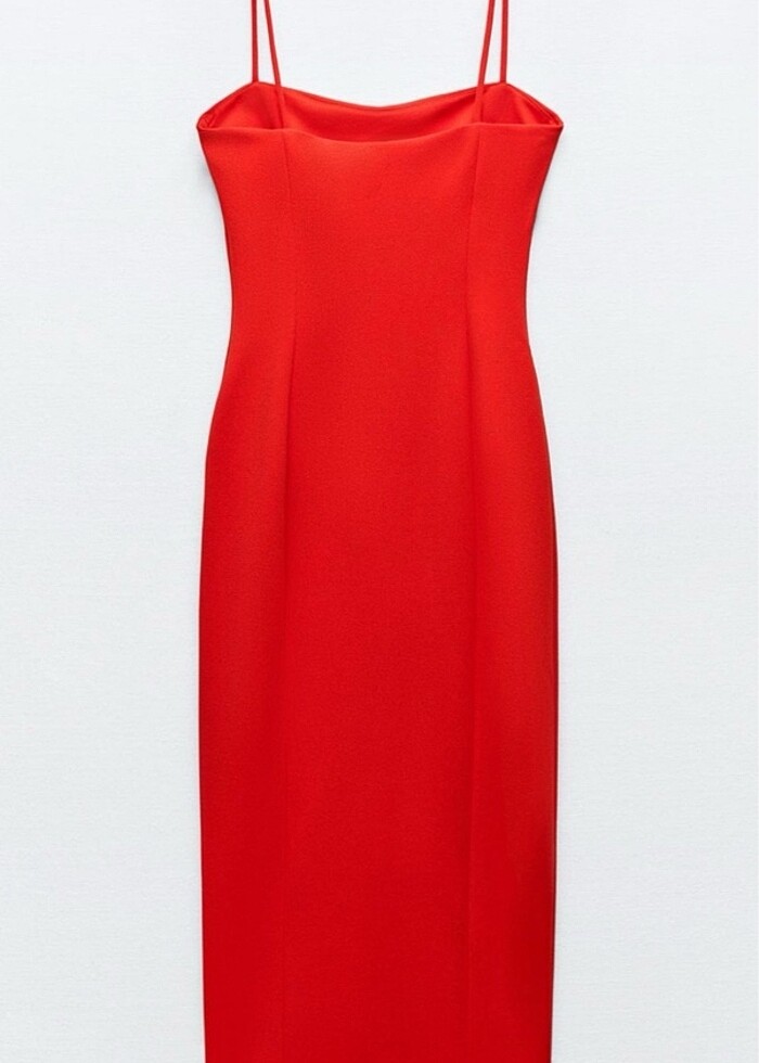 Askılı krepe elbise - Görsel 4