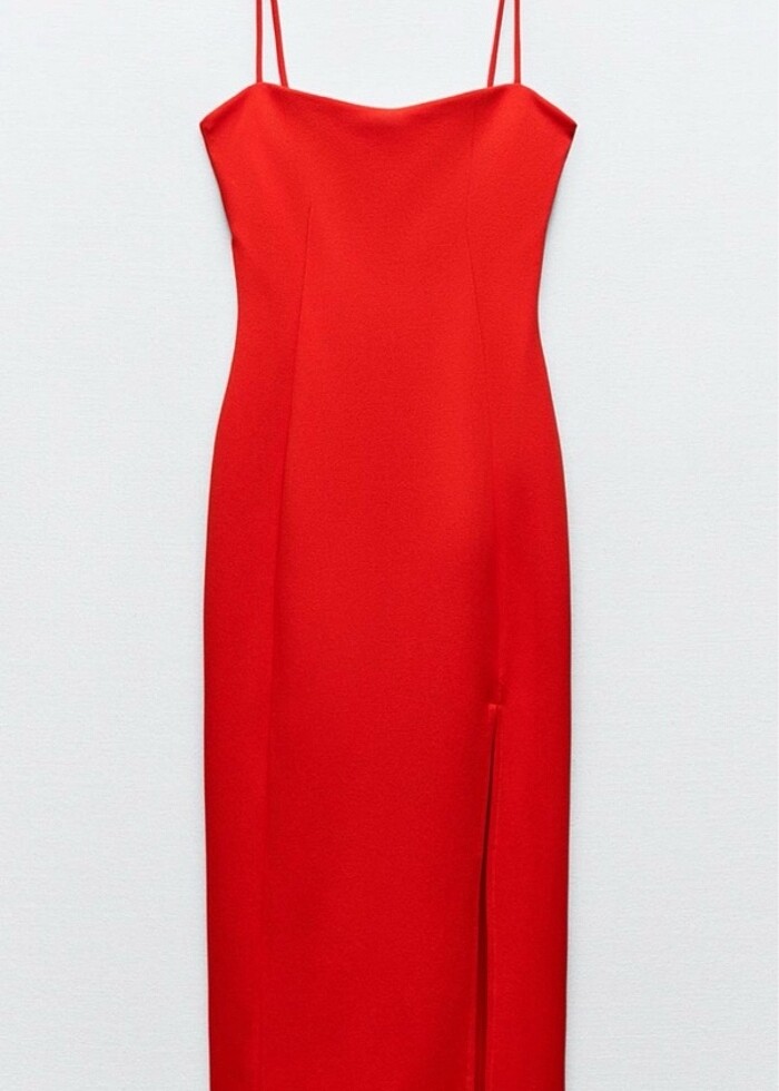 Askılı krepe elbise - Görsel 3