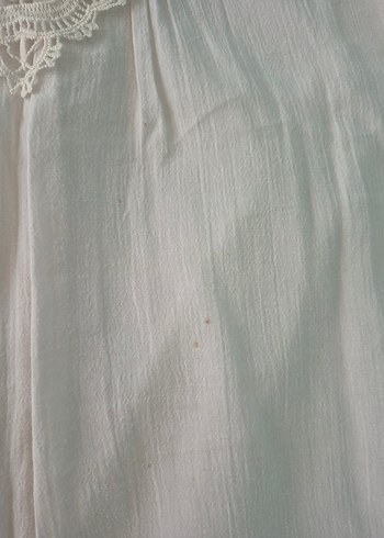 Dantel Detaylı Beyaz Midi Keten Elbise - Görsel 4