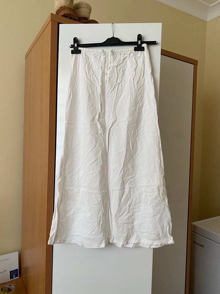 Beyaz keten etek - Görsel 2