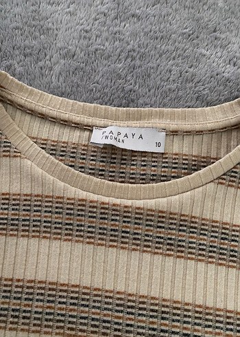 Bej Çizgili Bluz - Görsel 3