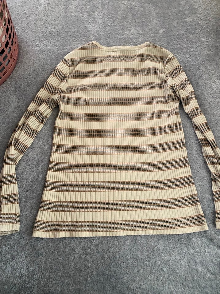 Bej Çizgili Bluz - Görsel 2