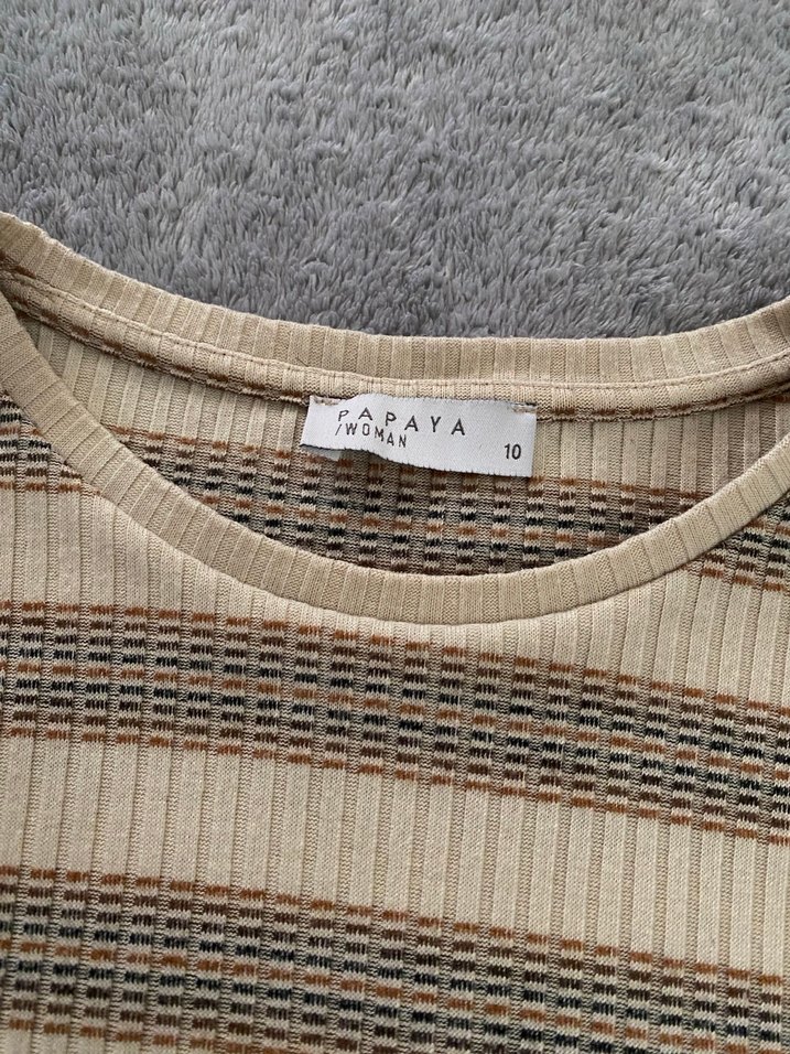 Bej Çizgili Bluz - Görsel 3