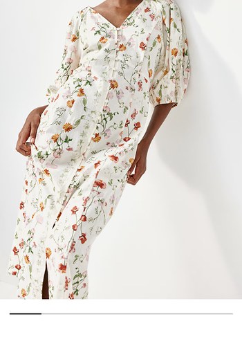 H&M balon kol çiçekli elbise - Görsel 2