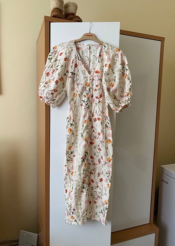 H&M balon kol çiçekli elbise - Görsel 3