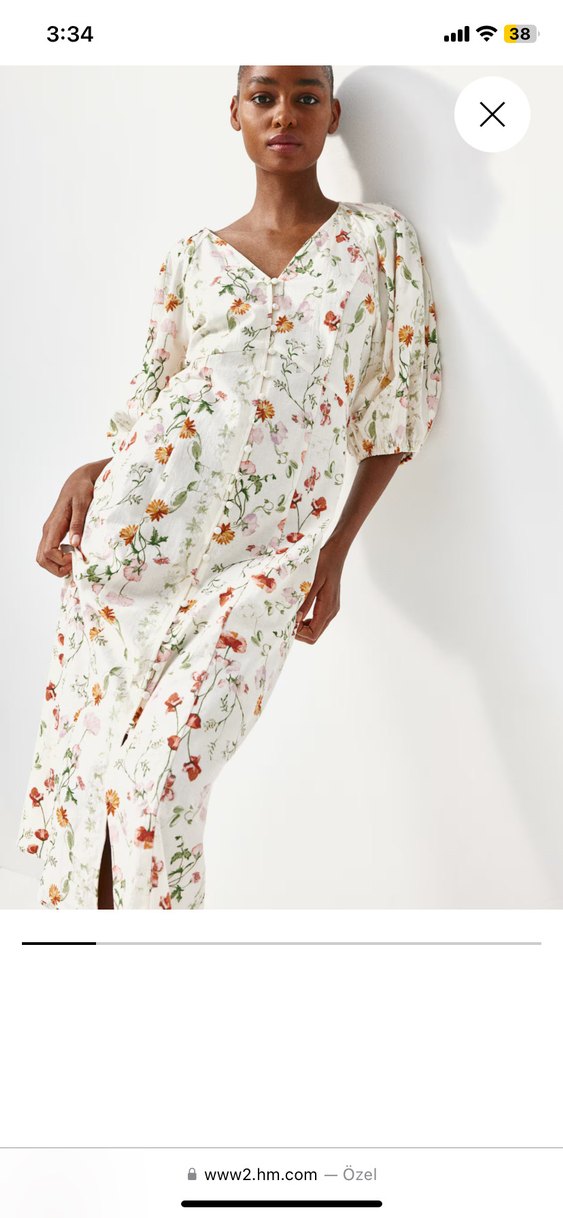 H&M balon kol çiçekli elbise - Görsel 2