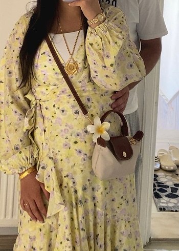 H&M anvelop sarı elbise - Görsel 2