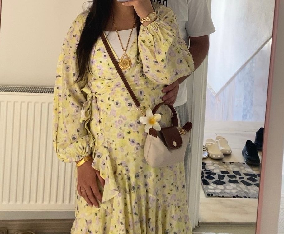 H&M anvelop sarı elbise - Görsel 2