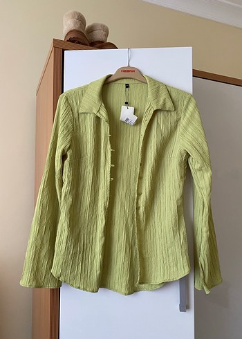 Zeytin yağı yeşili gömlek - Görsel 4