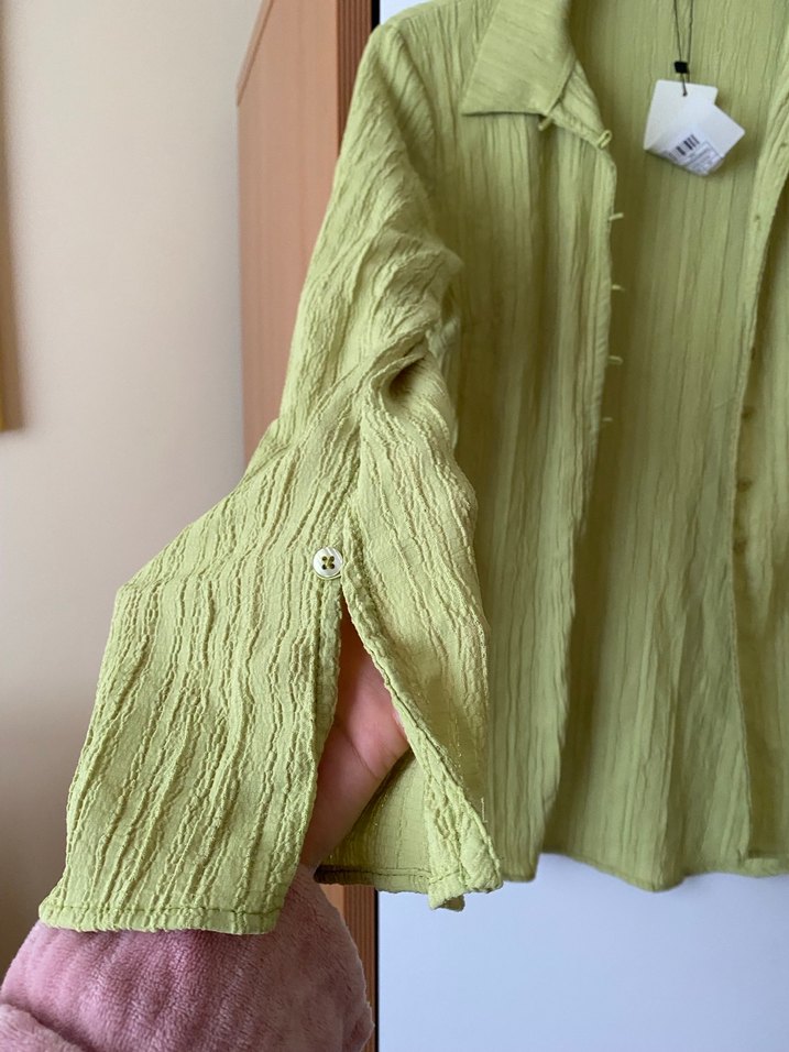 Zeytin yağı yeşili gömlek - Görsel 5