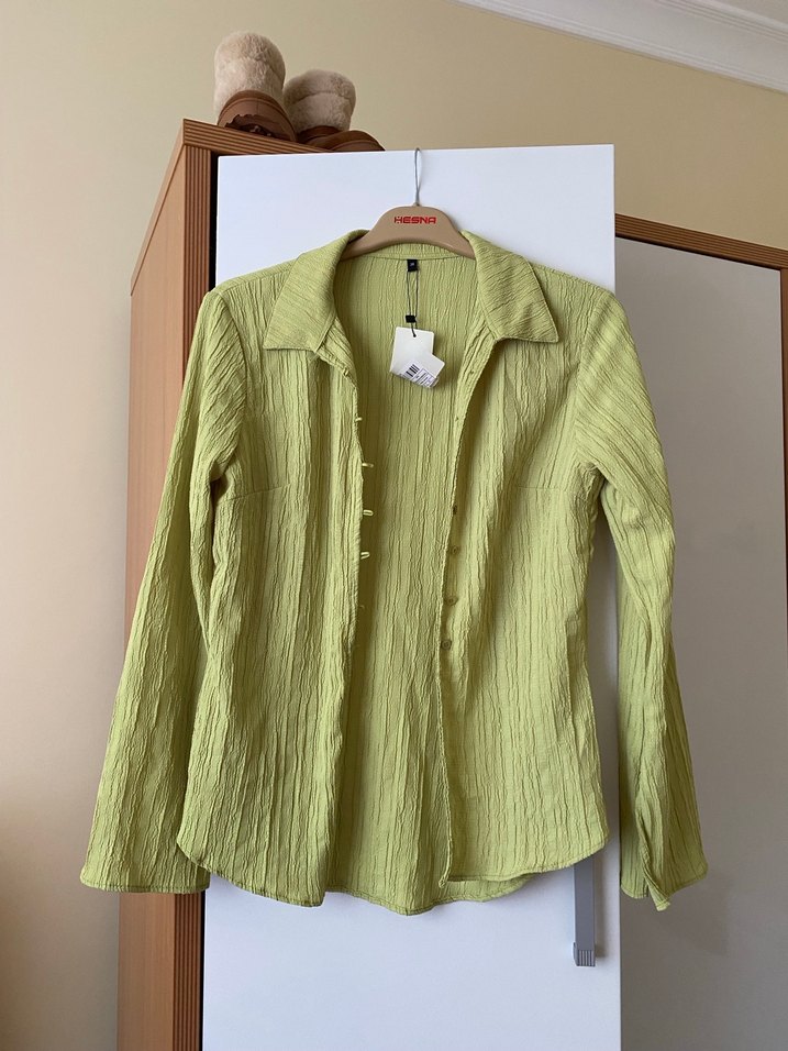 Zeytin yağı yeşili gömlek - Görsel 4