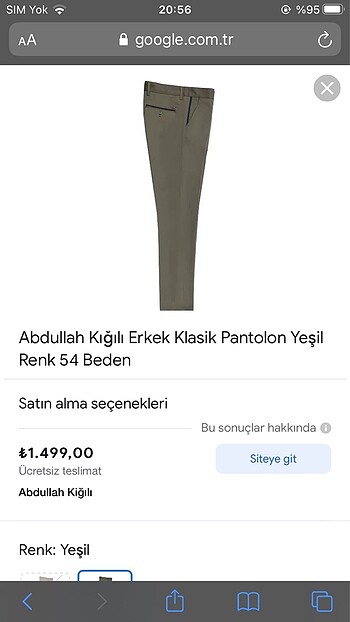 Kiğılı erkek kumaş pantolon
