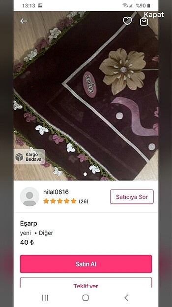  Beden Eşarp