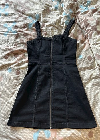 Siyah Fermuarlı Denim Midi Elbise tekliflere açığım