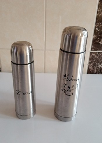 Parlak Beyaz Çelik Termos Seti - Görsel 2