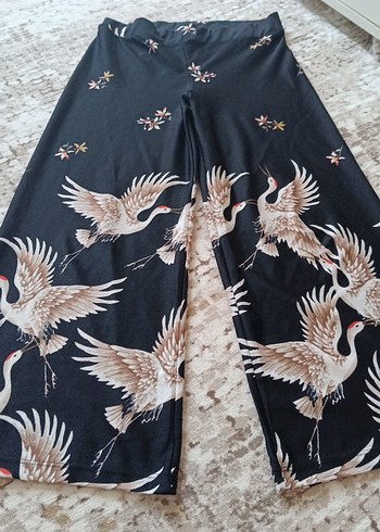 Bohem Gri Desenli Rahat Pantolon