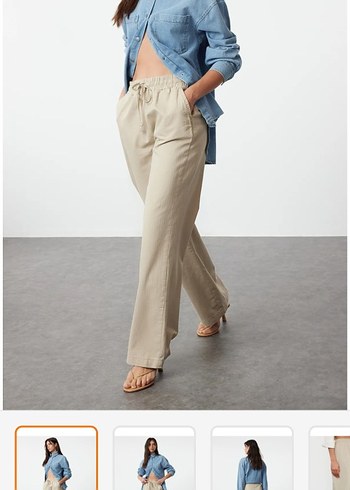 Trendyol & Milla Bej Regular Fit Midi Kumaş Pantolon