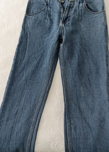 38 Beden Düğmeli Mavi Kadın Denim Pantolon