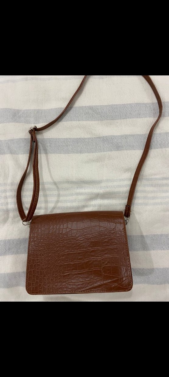 Kahverengi Deri Zincir Detaylı Kadın Çanta - Görsel 3