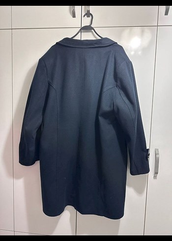 Düğmeli Lacivert Midi Kadın Kaban - Görsel 2