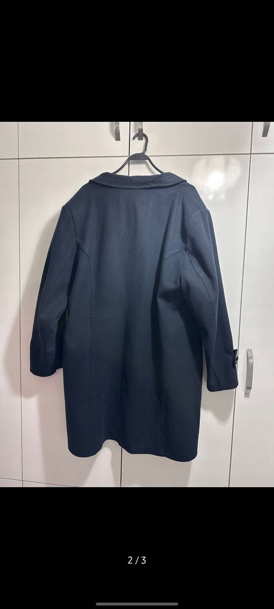 Düğmeli Lacivert Midi Kadın Kaban - Görsel 2