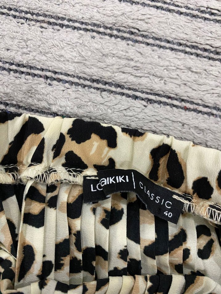 Kadın Leopar Desenli Pilili  Etek - Görsel 2