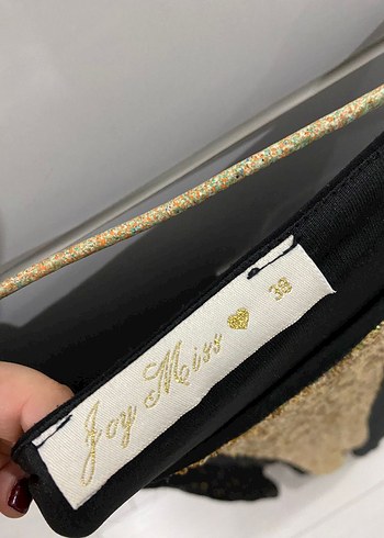 Siyah Altın Payetli Mini Abiye Elbise - Görsel 3