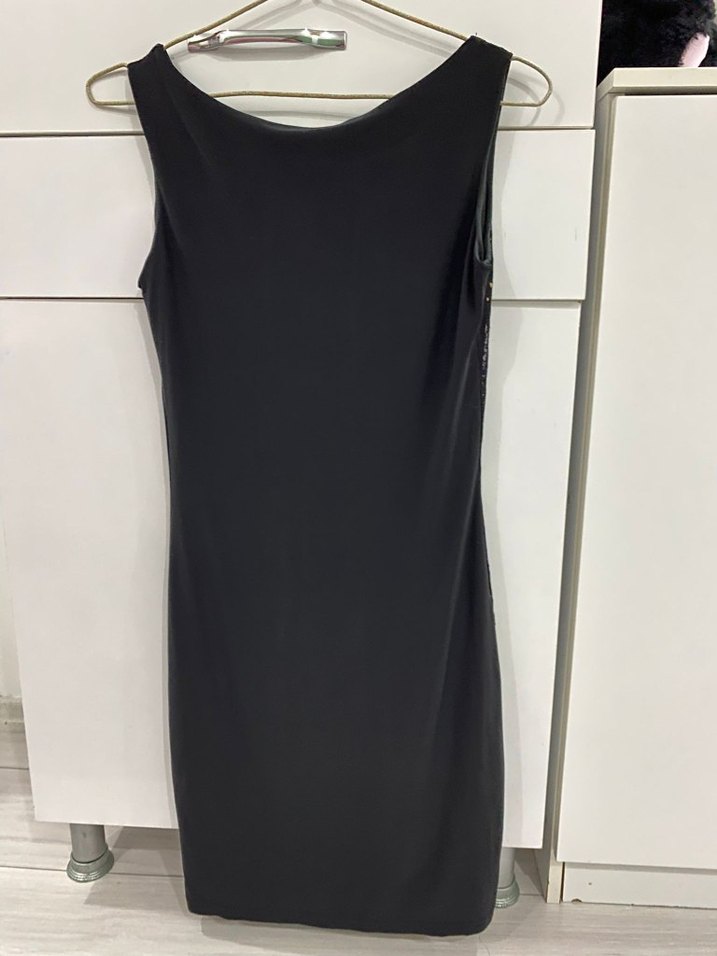 Siyah Altın Payetli Mini Abiye Elbise - Görsel 2