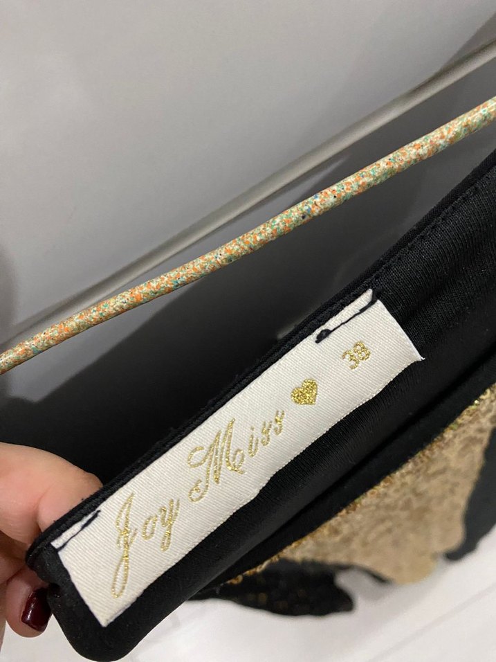 Siyah Altın Payetli Mini Abiye Elbise - Görsel 3