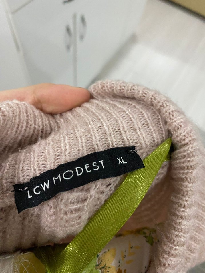 Bej Uzun Kollu Boğazlı Triko Kadın Kazak - Görsel 3