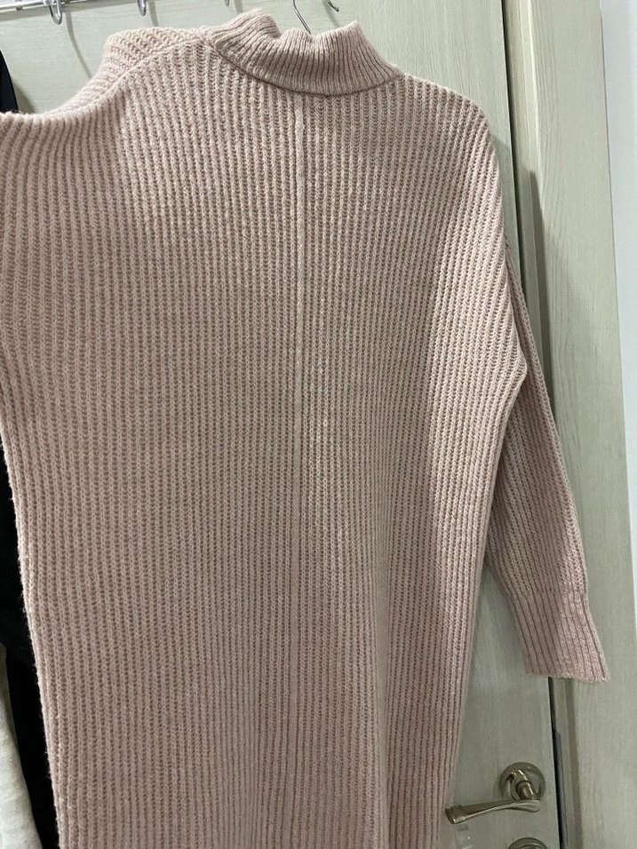 Bej Uzun Kollu Boğazlı Triko Kadın Kazak - Görsel 2