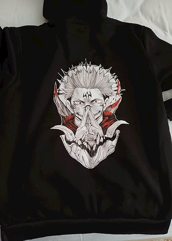 jujutsu kaisen Siyah Kapüşonlu Baskılı Sweatshirt - Görsel 2