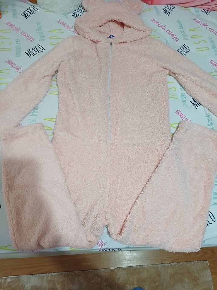 Kızlar için pembe kapüşonlu peluş bornoz 11-12 yaş - Görsel 3